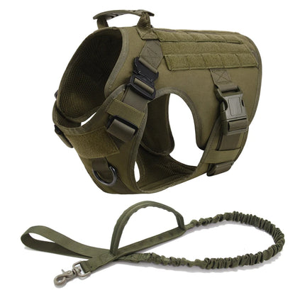 Tactical Dog Harness & Leash Set – Military Training Vest for All Breeds