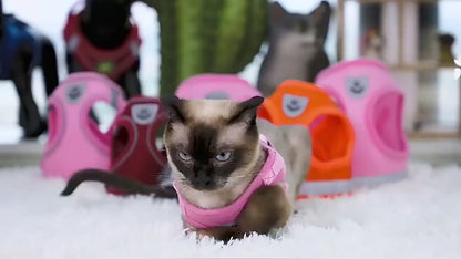 Adjustable Reflective Cat & Small Dog Harness Leash Set – Escape-Proof Mesh Vest