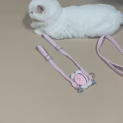 Cartoon Bee Cat & Dog Harness Set – Adjustable Leash for Small Pets