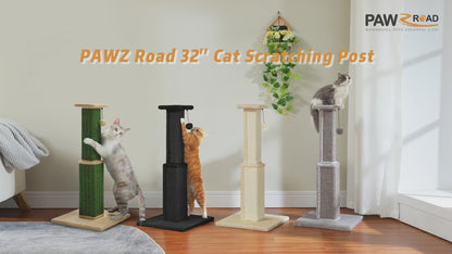 Large Cat Scratching Post – Tall Indoor Cat Scratcher with Sisal & Dangling Ball